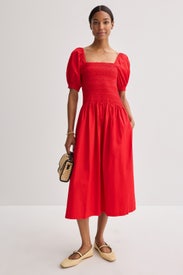 Smocked Puff Sleeve Midi Dress by Madewell