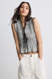 Martine Gingham Tie Blouse by Rails