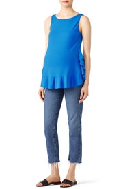 Blue Ruffle Maternity Top by Susana Monaco