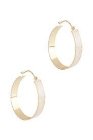 Ivory Enamel Gold Jax Hoops by Gorjana Accessories