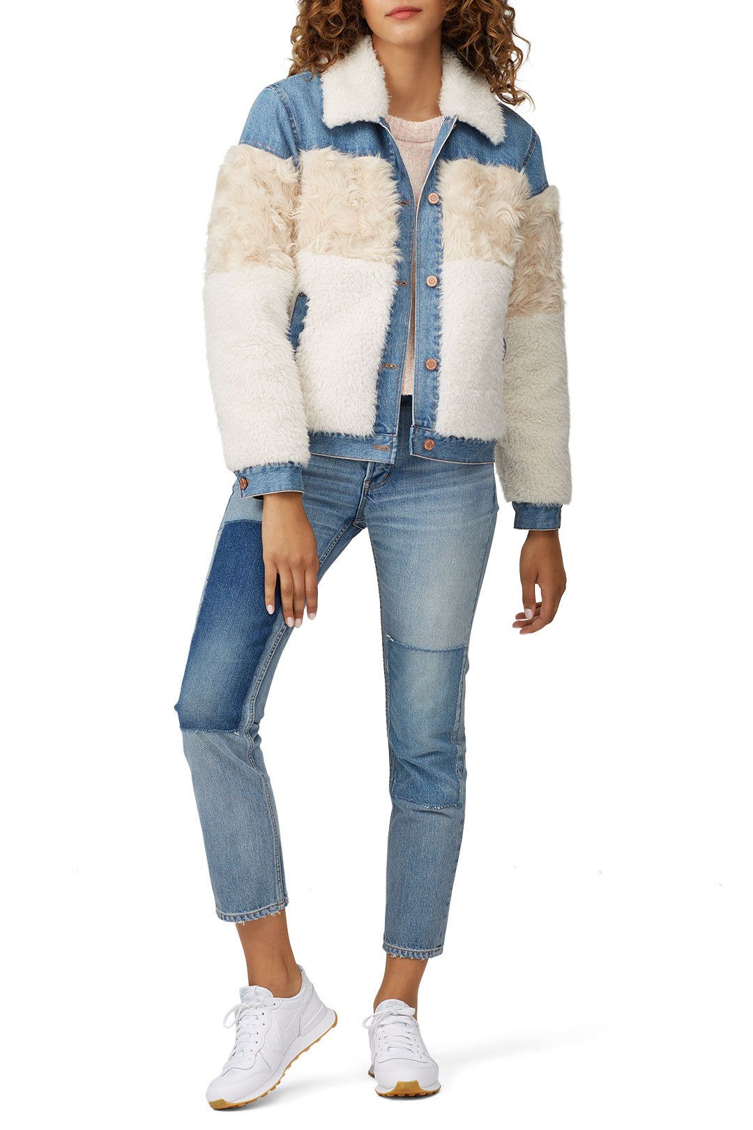Faux Fur Denim Combo Jacket by La Vie Rebecca Taylor 0