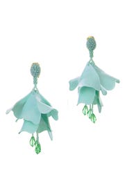 Celadon Impatiens Flower Drop Earrings by Oscar de la Renta