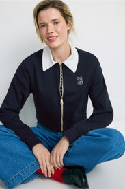 Zip Up Collared Sweatshirt by Sandro