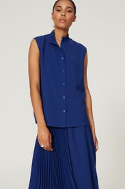 Blue Button Down Top by Mossi