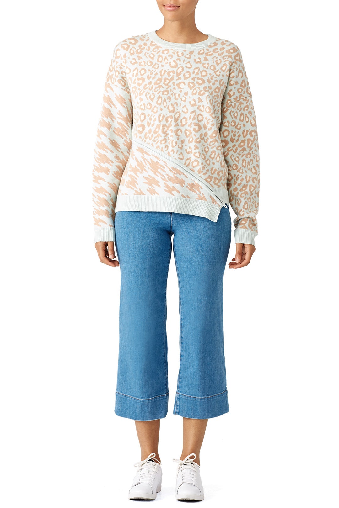 Glacier Blue Animal Zip Sweater by Opening Ceremony 0