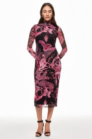Abstract Floral Mesh Midi Dress by Prabal Gurung x RTR