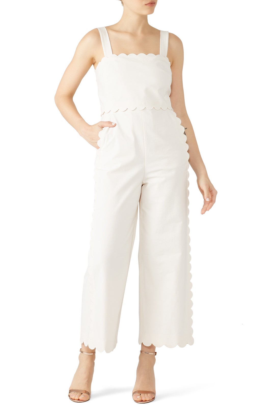 Sleeveless Scallop Jumpsuit by Rebecca Taylor NYC 0