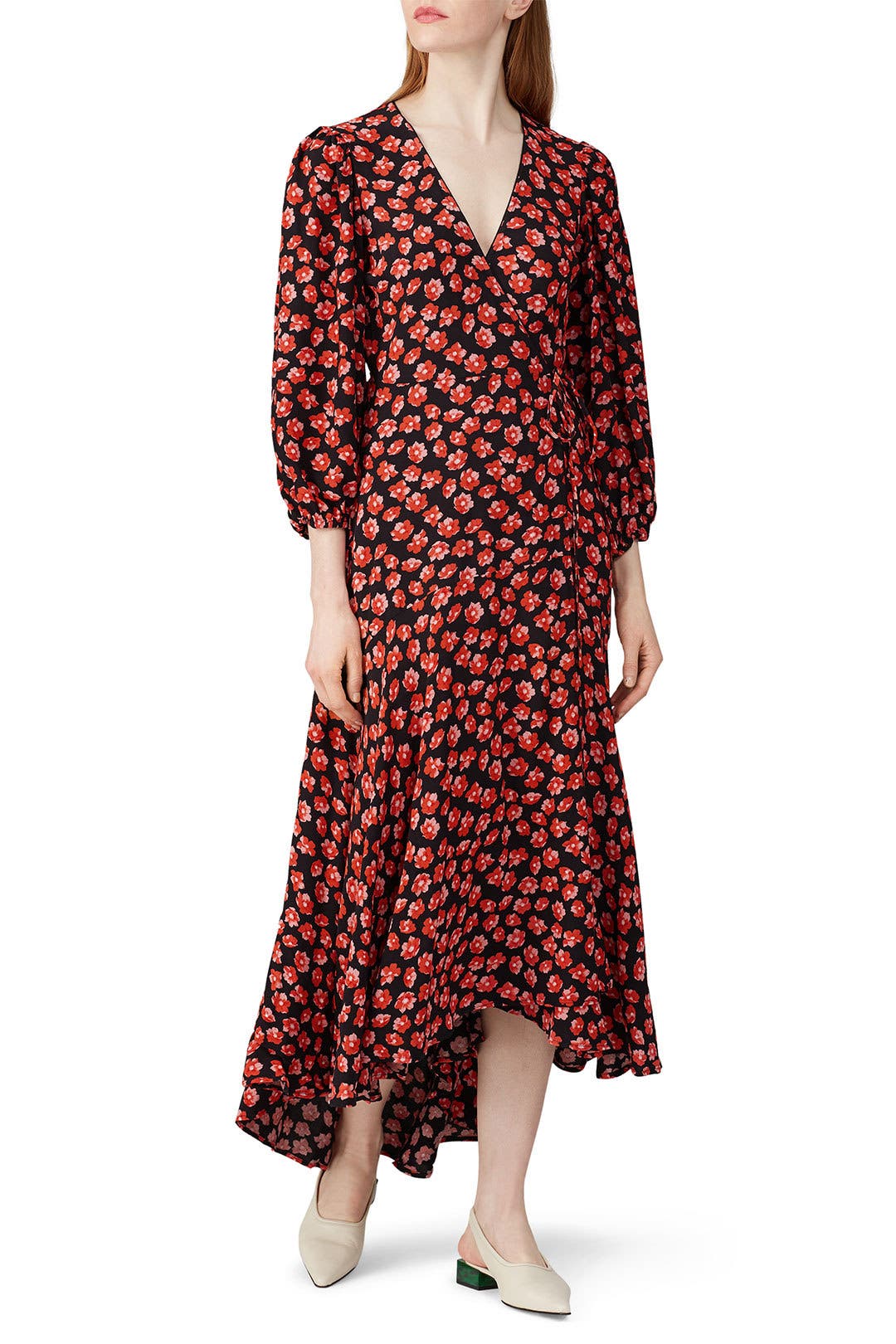 GANNI Midi ラップドレス Printed Midi Wrap Dress by GANNI | Rent the Runway
