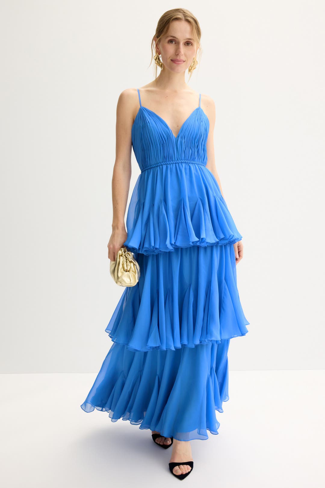 Thin Strap Tiered Chiffon Gown by Ieena for Mac Duggal Thin Strap Tiered Chiffon Gown by Ieena for Mac Duggal