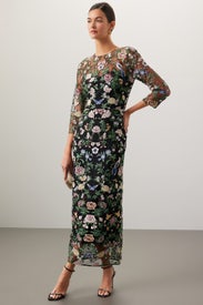 Floral Mesh Cocktail Dress by Marchesa Notte