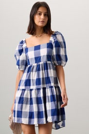 Plaid Puff Sleeve Dress by Peter Som x RTR