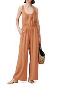 Tan Wide Leg Jumpsuit by The Odells