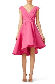 Pink Asymmetrical Silk Dress by Christian Siriano