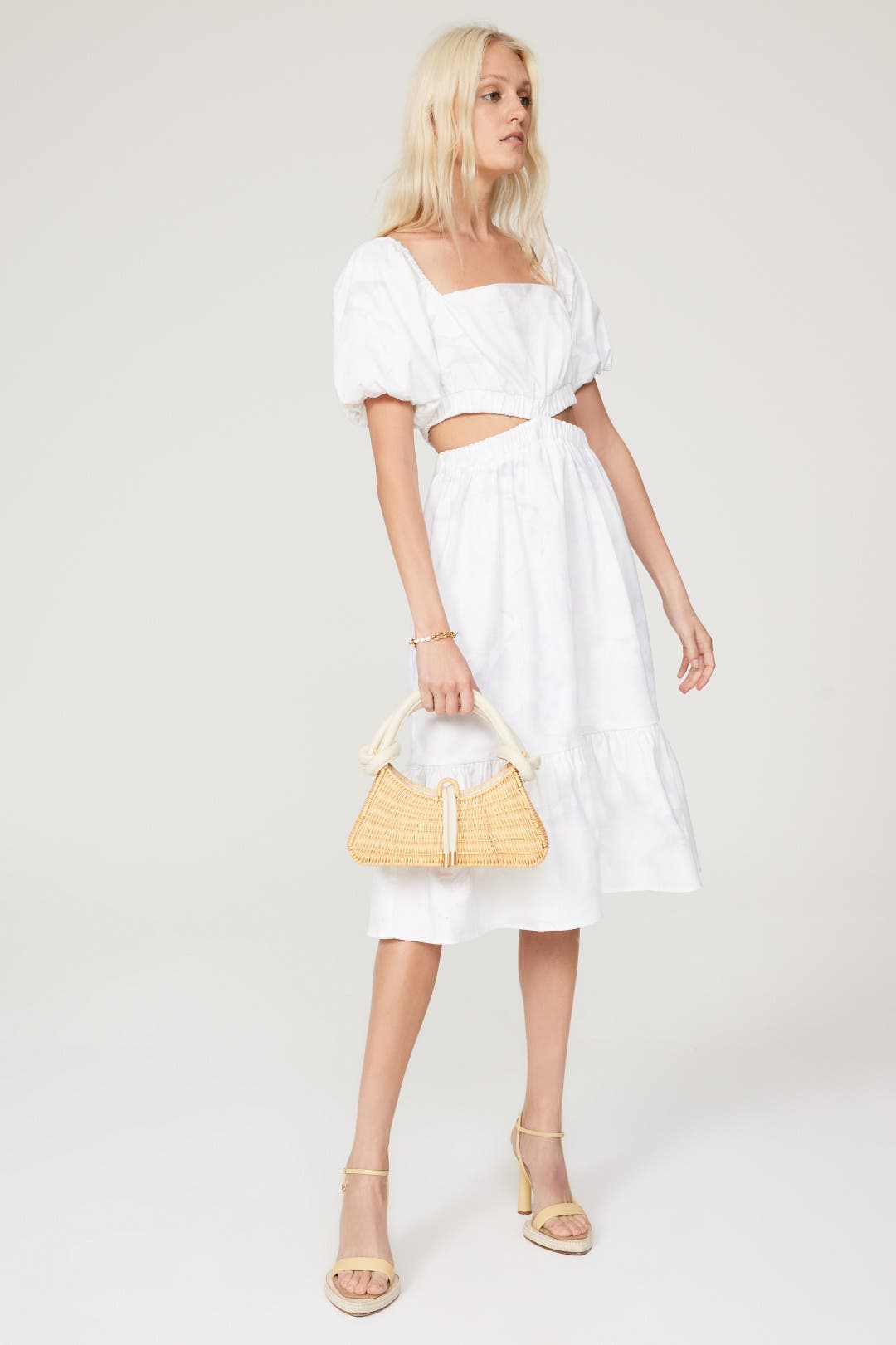 white christmas dresses White Cutout Sleeveless Midi Dress