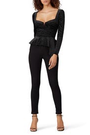 Black Elsa Peplum Top by Saylor