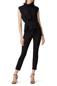 Black Sash Front Blouse by Tome