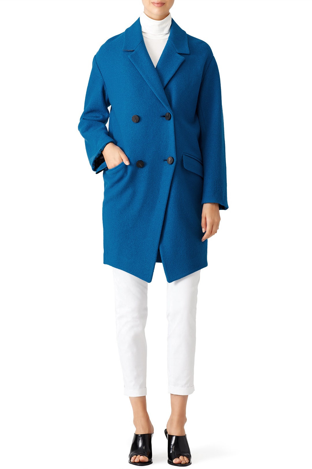 Peacock Blue Finola Coat by Diane von Furstenberg 0