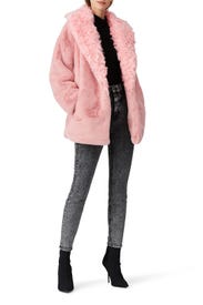 Bubble Gum Faux Fur Jacket by Heurueh