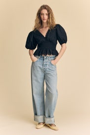 Puff Sleeve Embroidered Top by Sea NY x RTR