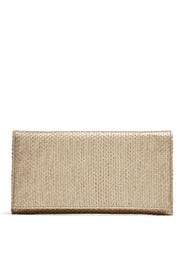 Gold Woven Flap Clutch by Sondra Roberts