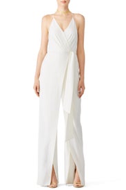 Chalk White Wrap Jumpsuit by HALSTON