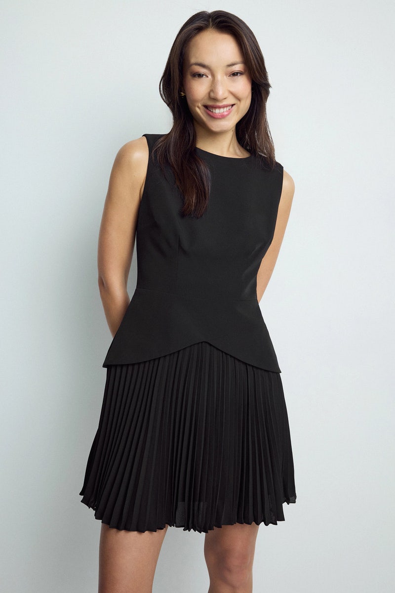 Black Haddy Pleated Mini Dress by Milly - Photo 0