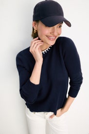 Cotton Cashmere Blanket Stitch Sweater by NIC + ZOE