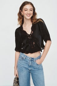 Tie Front Lace Detail Top by Rixo x RTR