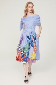 Stripe Off The Shoulder Dress by Stella Jean