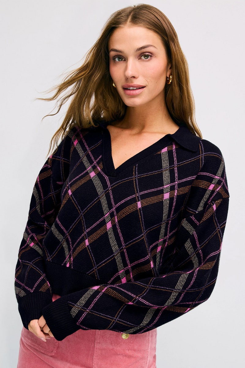Plaid Knit Polo Sweater by Untitled in Motion - Photo 0