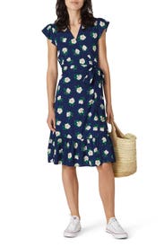 Navy Floral Flutter Wrap Dress by Draper James