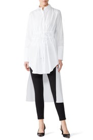 Woven High Low Drawstring Shirt by Jil Sander Navy