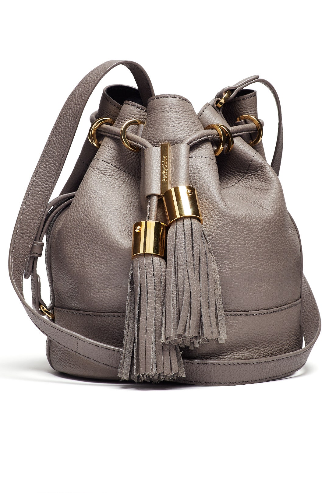 Grey Vicki Small Leather Bucket Bag by See by Chloé Accessories