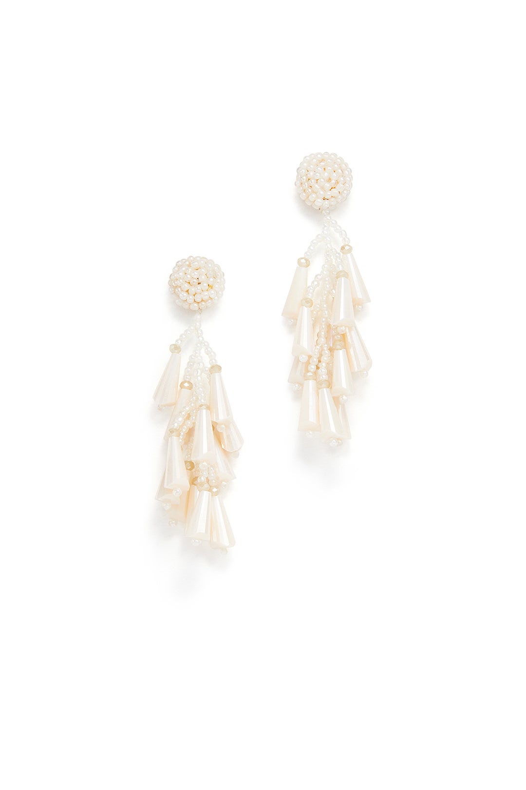 Ivory Beaded Tassel Earrings by Slate & Willow Accessories