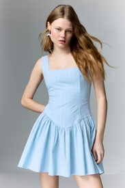 Blue Corset Peplum Mini Dress by WEWOREWHAT