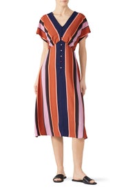 Multi Stripe Button Front Dress by Louna