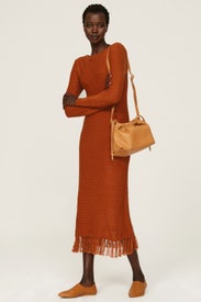 Orange Fringe Sweater Dress by Pamela Love x RTR