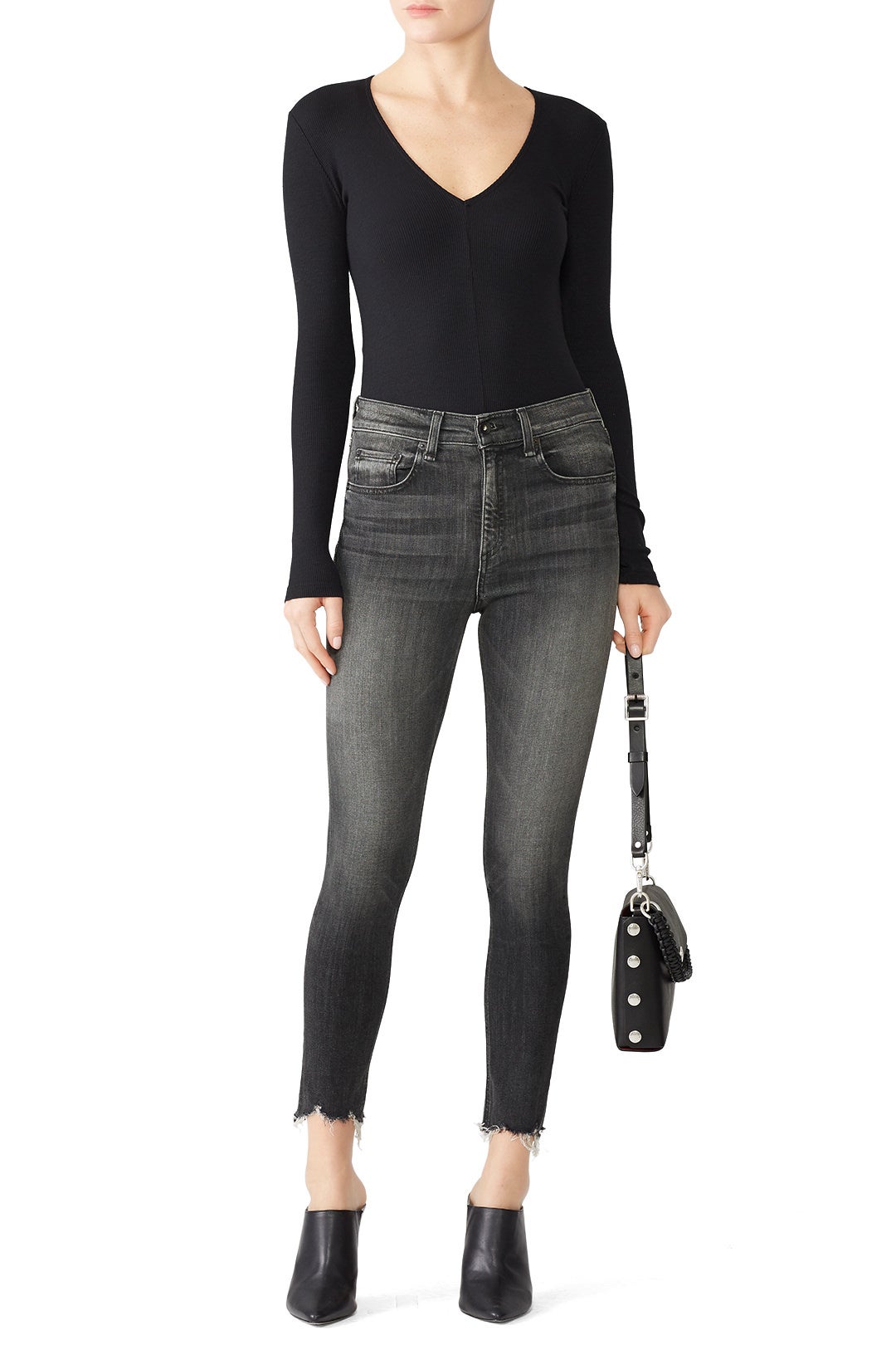 Grey High Rise Ankle Skinny Jeans by rag & bone JEAN 0
