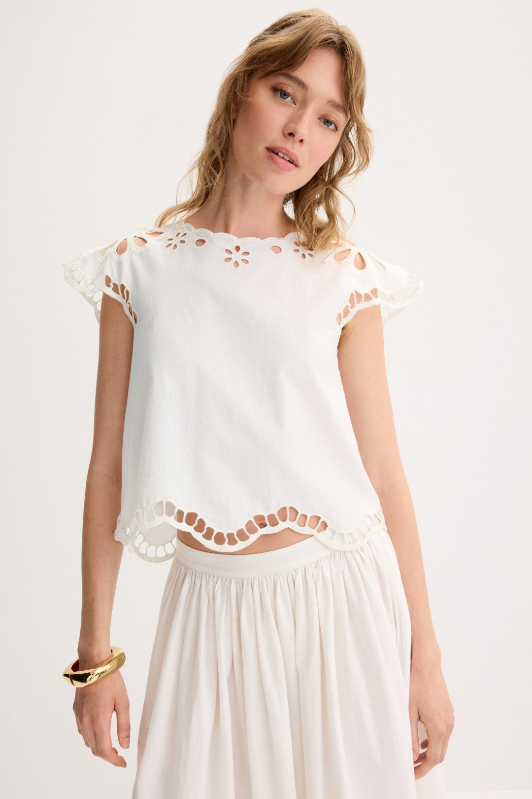 The Super Bloom Eyelet Top by The Great. 0