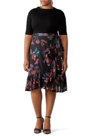 Flower Printed Mesh Skirt by JUNAROSE