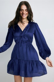 Navy Silk Mini Dress by Maje