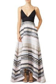 Neutral Stripe Gown by Badgley Mischka