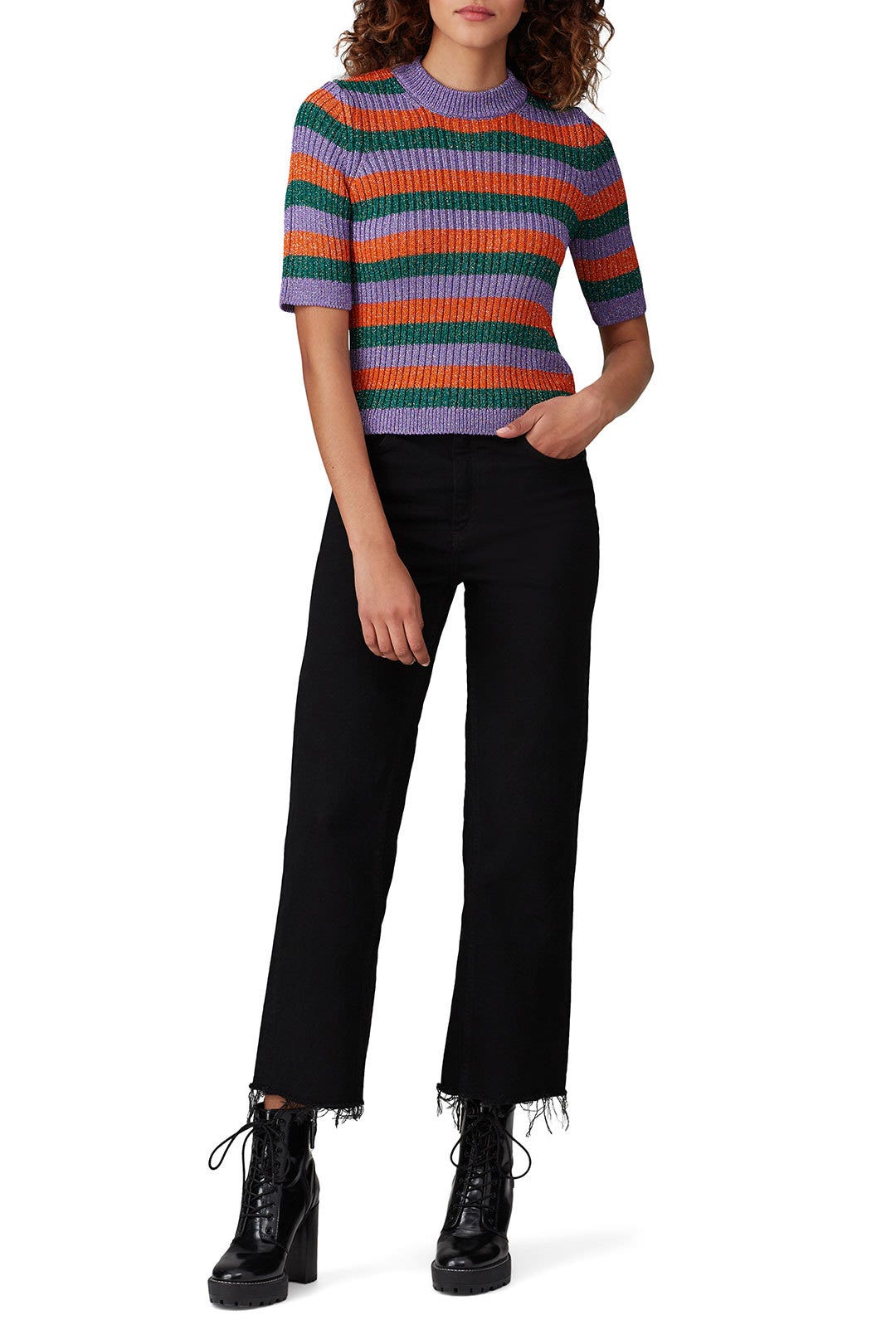 Stripe Lurex Knit Sweater by GANNI 0