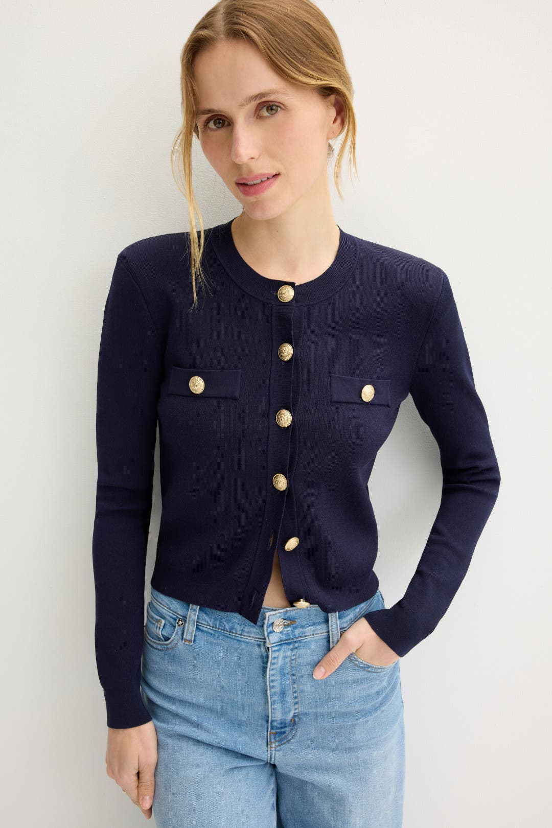 Toulouse Cropped Crew Neck Cardigan by L'agence | Rent the