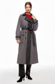 Grey Mixed Plaid Coat by Peter Som x RTR