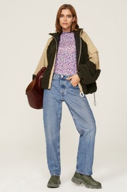 Purple Floral Mock Neck Top by Scotch & Soda