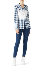 Paneled Check Blazer by SJYP