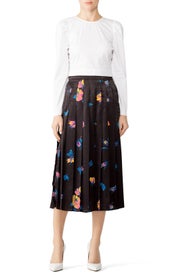 Floral Pleated Midi Skirt by MSGM