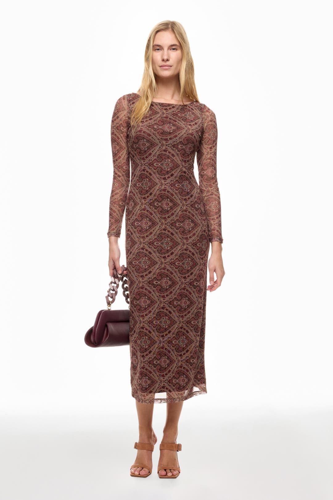 Ronny Kobo x RTR - Printed Mesh Midi Dress