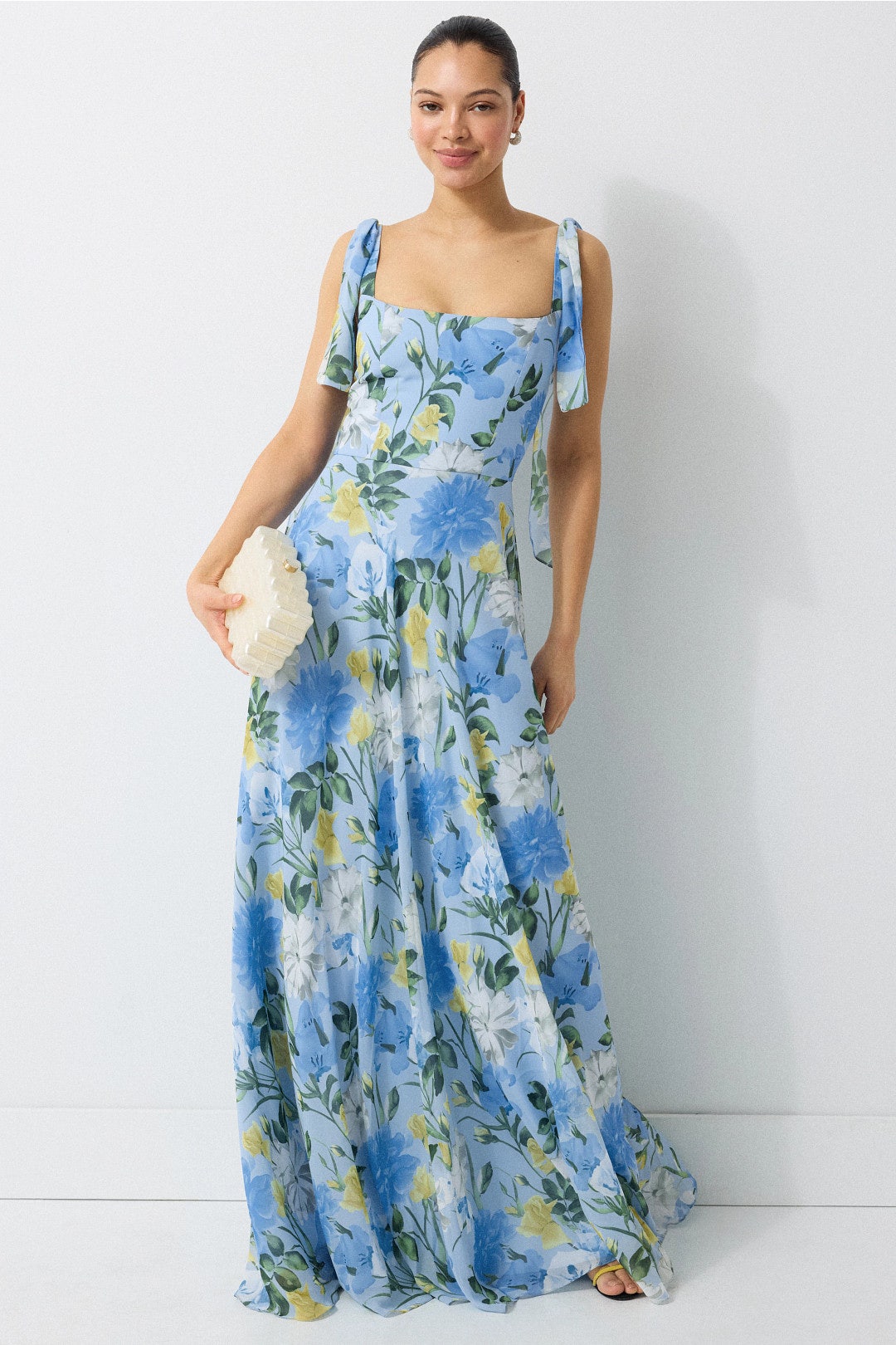 Pearl Floral Tie Sleeve Gown by Sachin & Babi 0